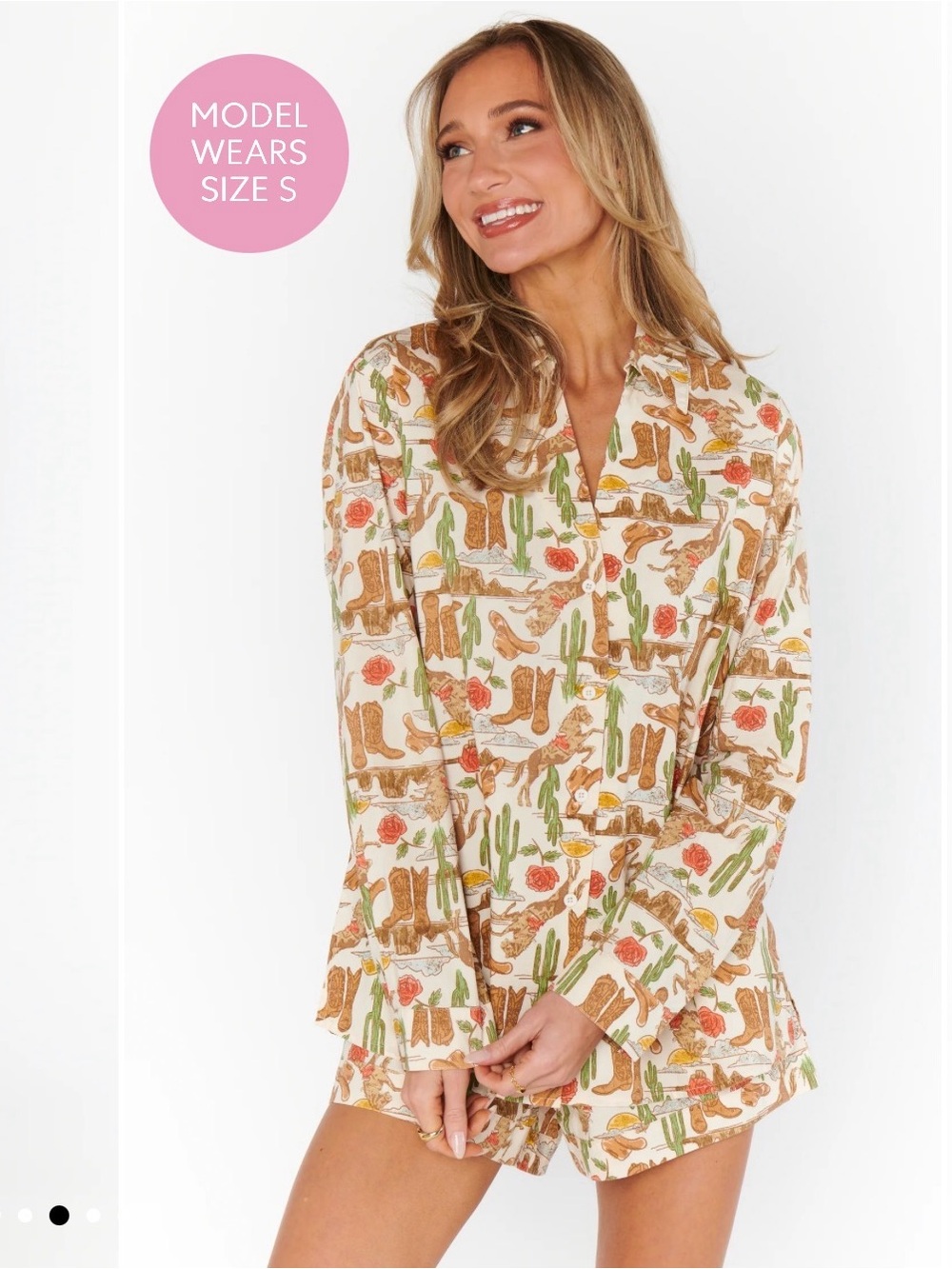 Women's Cream Western Print Sleep Set - Brand show me your mumu